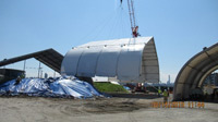 August 2019 - Lifting 3rd Section of Tent into Place